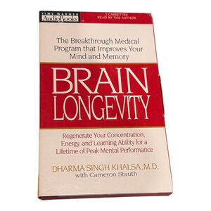 Vintage Brain Longevity Audiobook 2 Cassettes Abridged Dharma Singh Khalsa M.D.